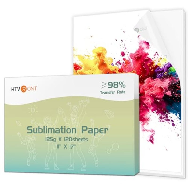 HTVRONT Sublimation Paper 11x17 Inch - 120 Sheets Easy to Transfer Sublimation Paper for T-shirts, Tumblers, Mugs A3 High Transfer Rate, Quick-Dry Formula, Universal Compatibility, Beginner-Friendly Sheets, No Curl - Image 1