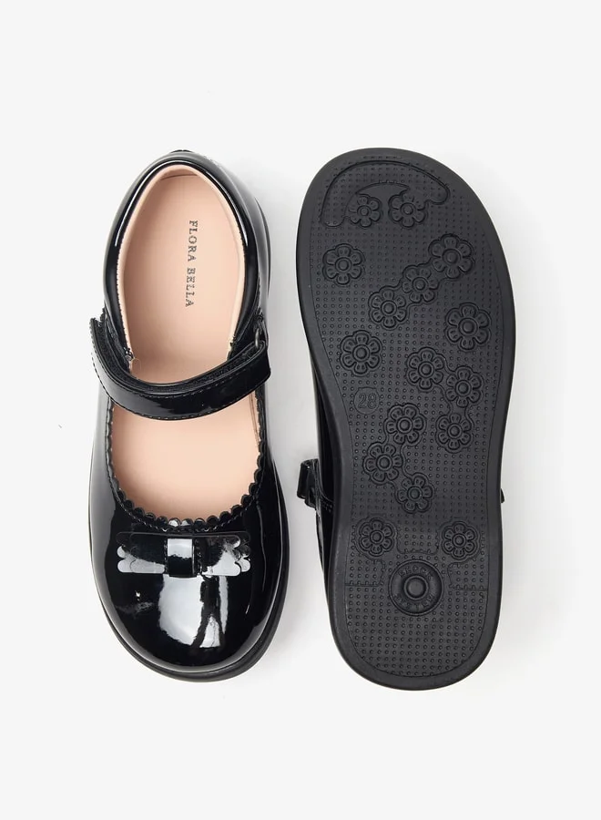 فلورا بيلا من شو إكسبرس Bow Applique Mary Jane School Shoes with Hook and Loop Closure