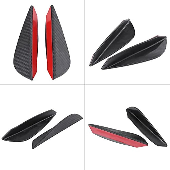 POENVFPO 4 Pcs Car Front Bumper Lip Carbon Fiber Style Bumper Splitter Fins Left Right Anti-Scratch Canards Body Spoiler Accessary ABS Plastic Universal - Image 5