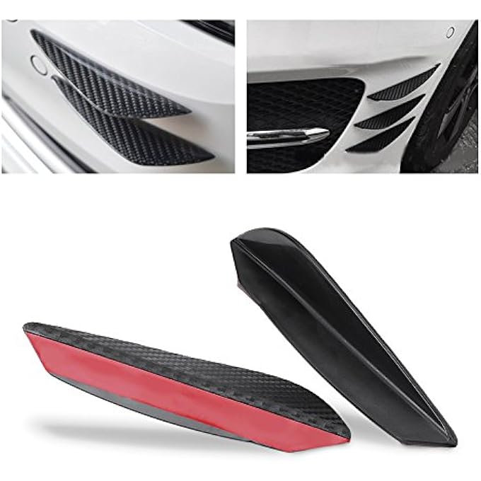 POENVFPO 4 Pcs Car Front Bumper Lip Carbon Fiber Style Bumper Splitter Fins Left Right Anti-Scratch Canards Body Spoiler Accessary ABS Plastic Universal - Image 3
