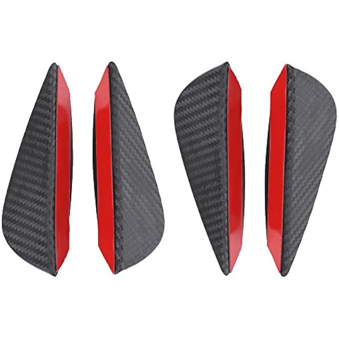 POENVFPO 4 Pcs Car Front Bumper Lip Carbon Fiber Style Bumper Splitter Fins Left Right Anti-Scratch Canards Body Spoiler Accessary ABS Plastic Universal - Image 1