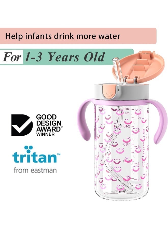 Evorie Tritan Toddler Sippy Cup with Silicone Straw, Spill-Proof Straw Water Bottle for Kids 1-2 Years Old, 10 oz, Removable Handles, Ideal for School - Image 2