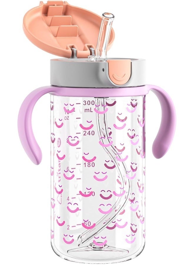 Evorie Tritan Toddler Sippy Cup with Silicone Straw, Spill-Proof Straw Water Bottle for Kids 1-2 Years Old, 10 oz, Removable Handles, Ideal for School - Image 1