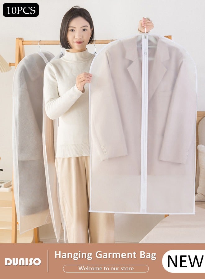 DUNISO 10 Pack Clear Garment Bags for Hanging Clothes with Full Zipper, Dust Proof Hanging Clothes Storage Bag Travel Hanging Garment Bags for Closet Storage, Suit Bags for Closet Storage and Travel 60*100cm  - Image 1