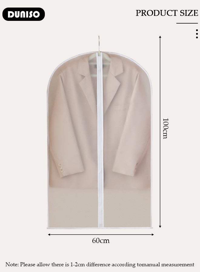 DUNISO 10 Pack Clear Garment Bags for Hanging Clothes with Full Zipper, Dust Proof Hanging Clothes Storage Bag Travel Hanging Garment Bags for Closet Storage, Suit Bags for Closet Storage and Travel 60*100cm  - Image 4