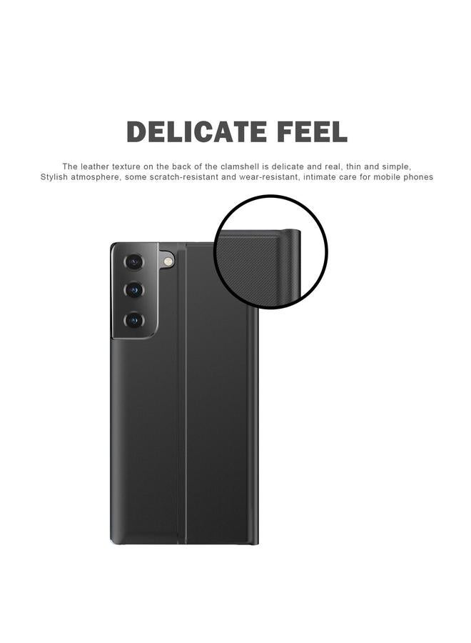 اس-توب جراب لهاتف Samsung Galaxy S21 5G، جراب هاتف من الجلد مع حامل قلاب من القماش الملمس البسيط - Image 5