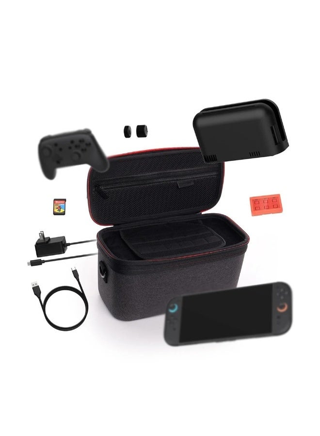 Carrying Case for Switch 2 Portable Storage Bag Shockproof EVA Hard Shell Protective Case Card Pouch Box for Nintendo Switch 2 Multi-Functional Storage Bag, Hard Shell Crossbody Bag for Console - Image 5