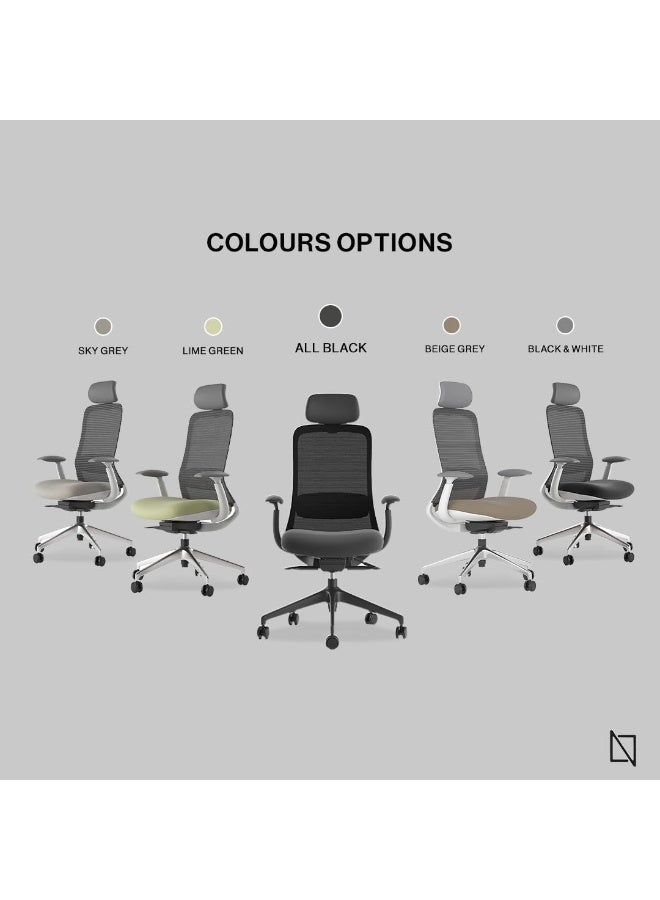 Navodesk NIO Ergonomic Chair, Premium, Office & Computer Chair with Lumbar Support, Adjustable Seat (All Black) - Image 5