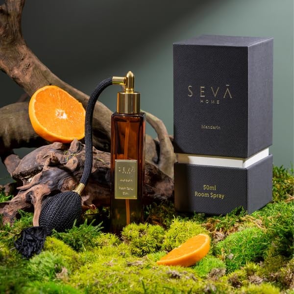 SEVA HOME Mandarin Room Spray | Long-Lasting Citrus Fragrance | Freshens Rooms Instantly | Premium Home Decor | Elegant Designer Bottle | 50ml - Image 5