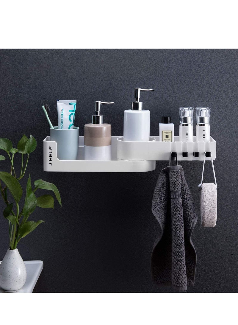 SYOSI Wall Mounted Bathroom Corner Shelf Shower Caddy, No Drilling Organizer Storage for Bathroom, Self Adhesive Bathroom Organizer Storage, Bathroom Shelf Organizer White Black - Image 2