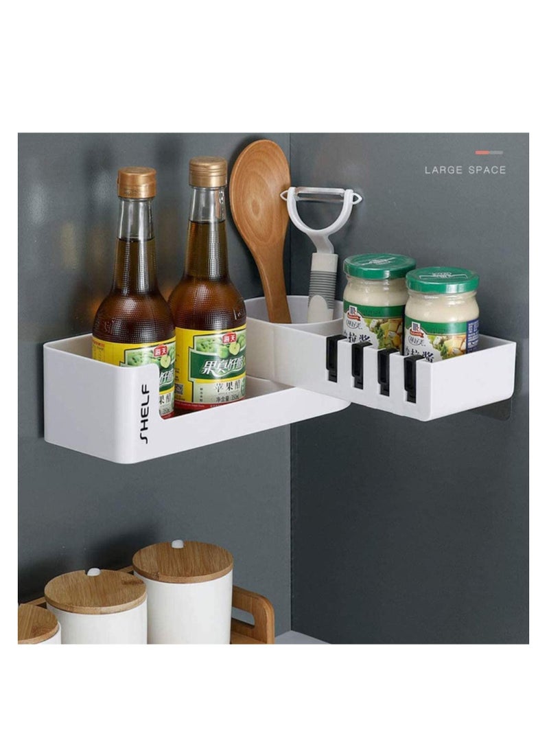 SYOSI Wall Mounted Bathroom Corner Shelf Shower Caddy, No Drilling Organizer Storage for Bathroom, Self Adhesive Bathroom Organizer Storage, Bathroom Shelf Organizer White Black - Image 4