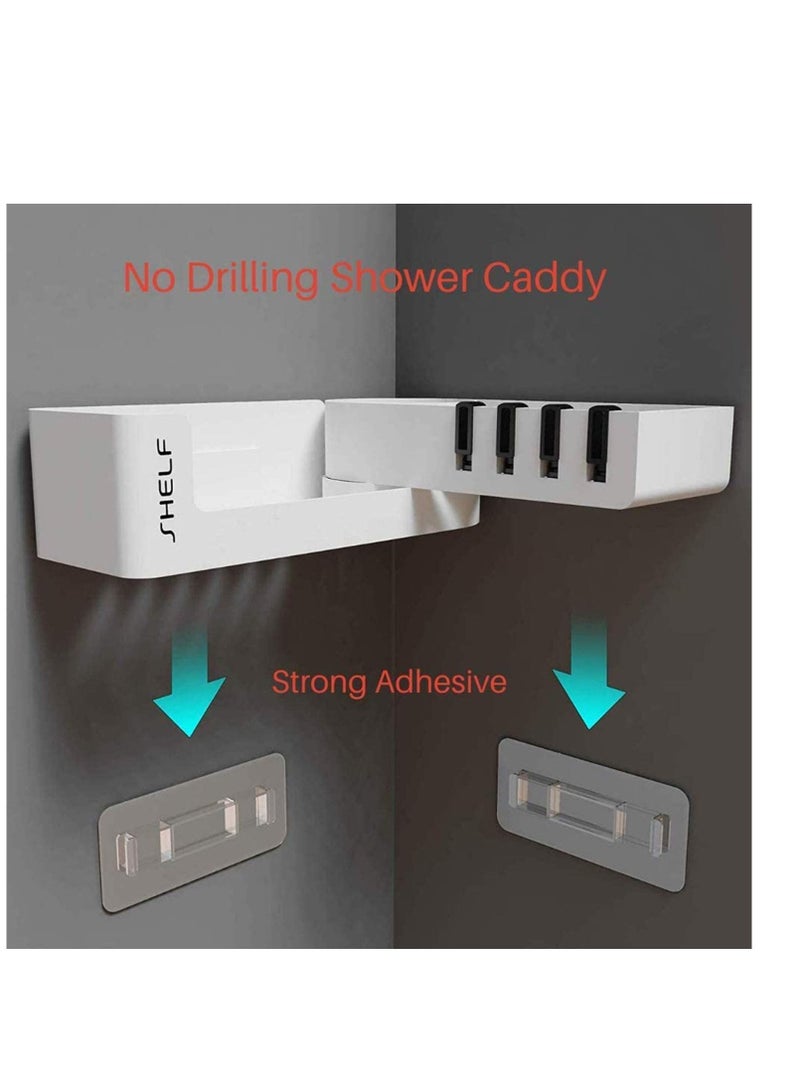 SYOSI Wall Mounted Bathroom Corner Shelf Shower Caddy, No Drilling Organizer Storage for Bathroom, Self Adhesive Bathroom Organizer Storage, Bathroom Shelf Organizer White Black - Image 3