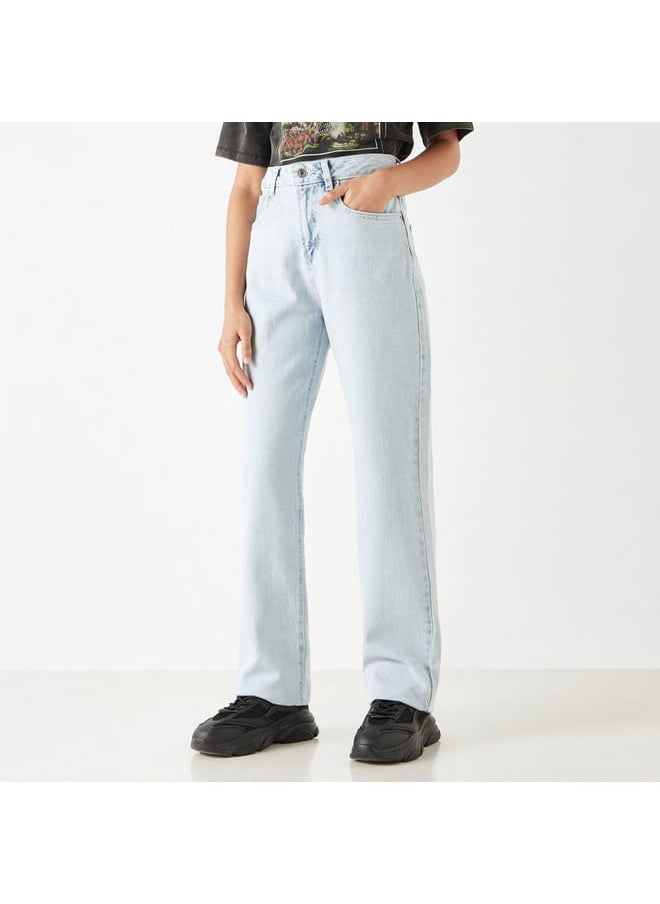 Lee Cooper Lee Cooper Solid Straight Fit Jeans with Pockets  - Image 1