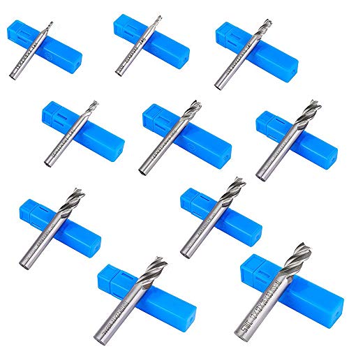 AFUNTA 10 PCS 0.08" - 0.47" End Mills, AFUNTA 4-Flute HSS CNC Straight Shank Drill Bit Set Cutter Tool Set for Wood Aluminum Steel Titanium - Image 4