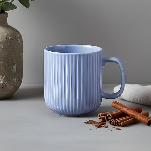 CRAF10 Linear Luxe Ceramic Coffee/Milk Mugs, 340 ML, Dishwasher & Microwave Safe, SkyBlue, Set of 1 - Image 1