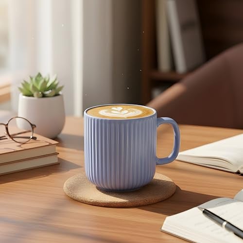 CRAF10 Linear Luxe Ceramic Coffee/Milk Mugs, 340 ML, Dishwasher & Microwave Safe, SkyBlue, Set of 1 - Image 2