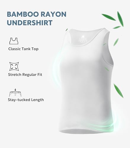 DAVID ARCHY Men's Tank Top Bamboo Rayon Undershirts Tank Shirt Moisture-Wicking A-Shirt for Men, 3-Pack (XL, White) - Image 2