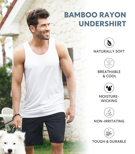 DAVID ARCHY Men's Tank Top Bamboo Rayon Undershirts Tank Shirt Moisture-Wicking A-Shirt for Men, 3-Pack (XL, White) - Image 3