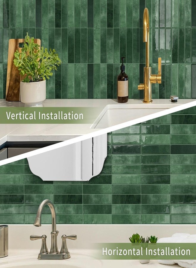 MOONFUN 10 Sheets Upgraded Thicker Design Subway Tile Peel and Stick Backsplash,12”×12”Self Adhesive Wall Tiles Stick on Back Splash for Kitchen,Bathroom,Camper(Forest Green) - Image 3