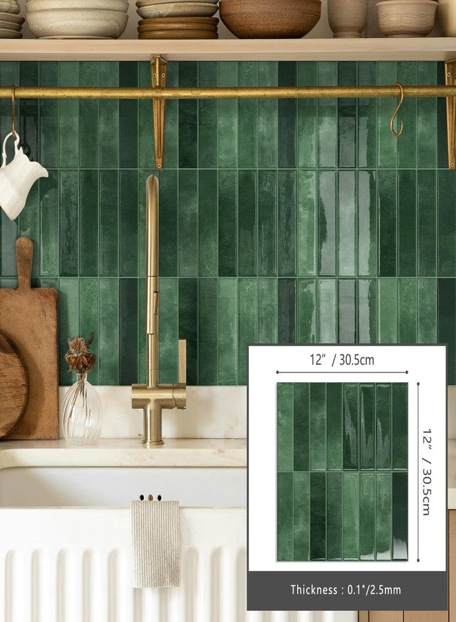 MOONFUN 10 Sheets Upgraded Thicker Design Subway Tile Peel and Stick Backsplash,12”×12”Self Adhesive Wall Tiles Stick on Back Splash for Kitchen,Bathroom,Camper(Forest Green) - Image 5