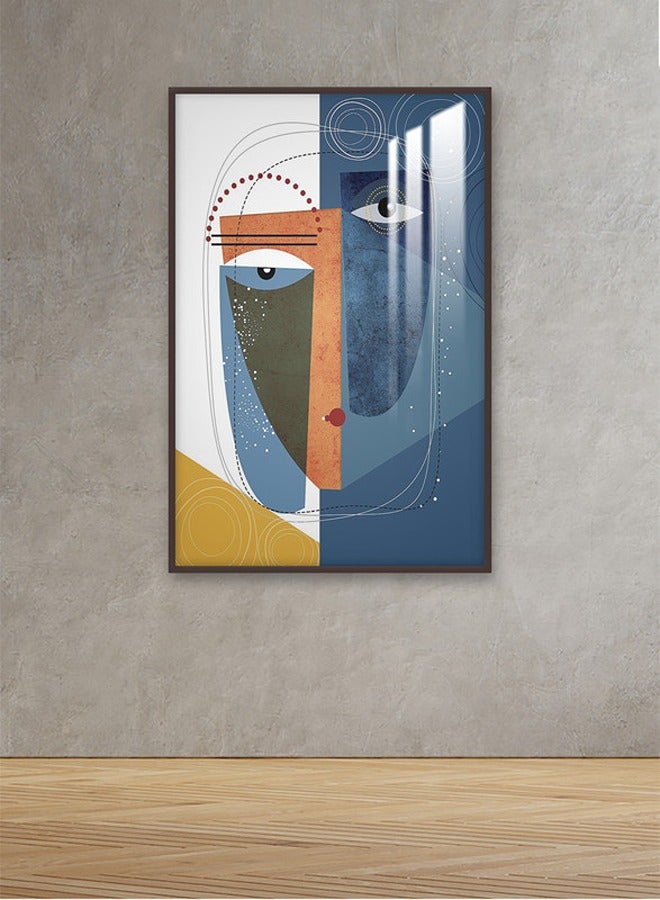 ماركتنا لوحة جدارية120×80سم مع برواز بني وطبقة اكريلك شفاف بتصميم تجريدي - Image 1