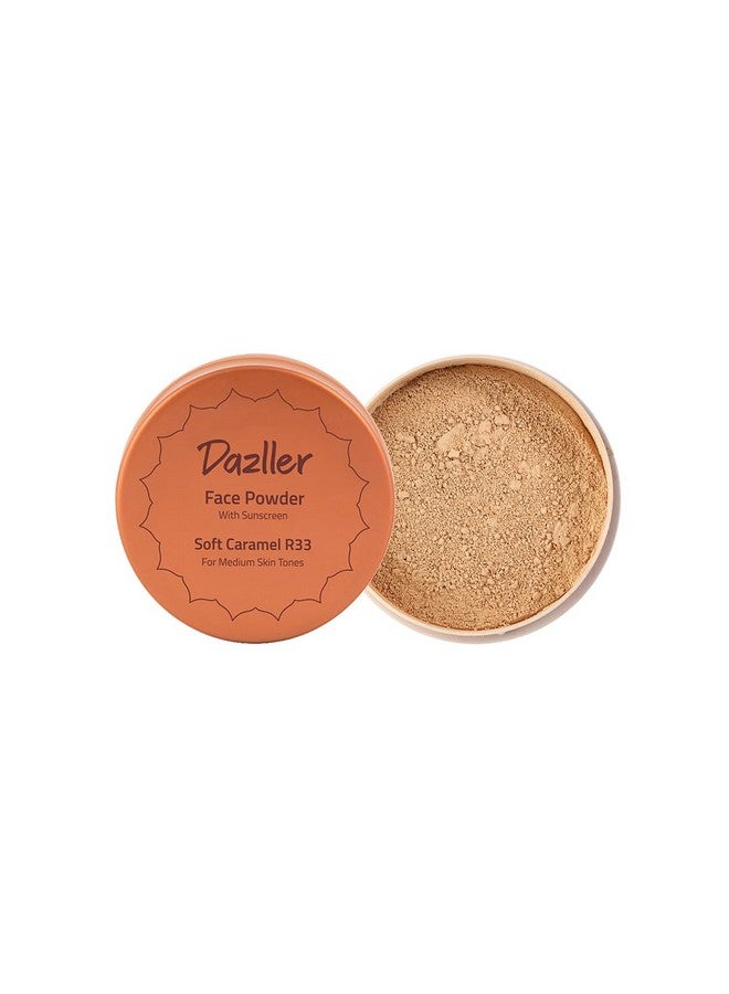 DAZLLER Loose Compact Powder, For Setting Makeup, Featherlight Sheer Finish For All Skin Type, Brown, Oil-Control, Added Sunscreen, 30G-Soft Caramel R33 - Image 1