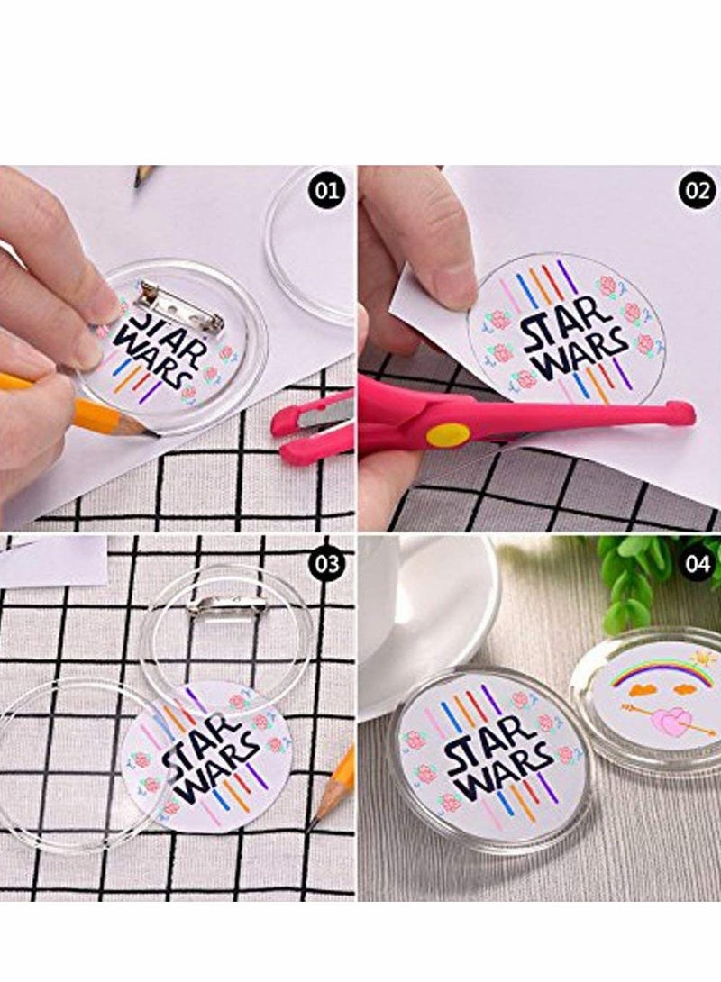 Excefore 2.4 inch Button Badge Clear Button Pin Badges Kit, for DIY Crafts and Children's Paper Craft Activities and More 30Pcs - Image 3