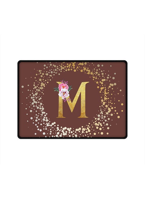 Designer Gaming Mouse Pad  Anti-Skid Mousepad Large Keyboard Mouse Pad Desk Mat Custom Monogram Initial Letter Floral Pattern Alphabet - M  (Brown)