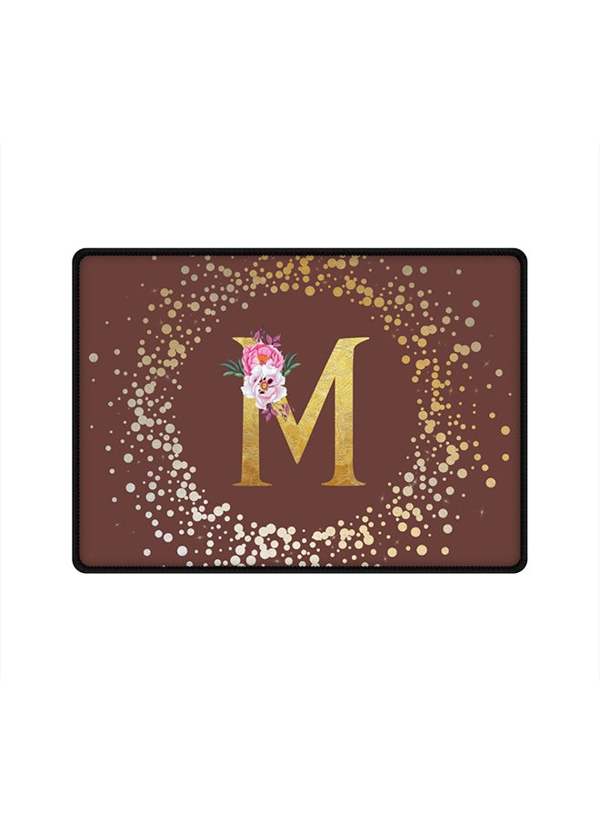 Stylizedd - Designer Gaming Mouse Pad  Anti-Skid Mousepad Large Keyboard Mouse Pad Desk Mat Custom Monogram Initial Letter Floral Pattern Alphabet - M  (Brown) - Image 1