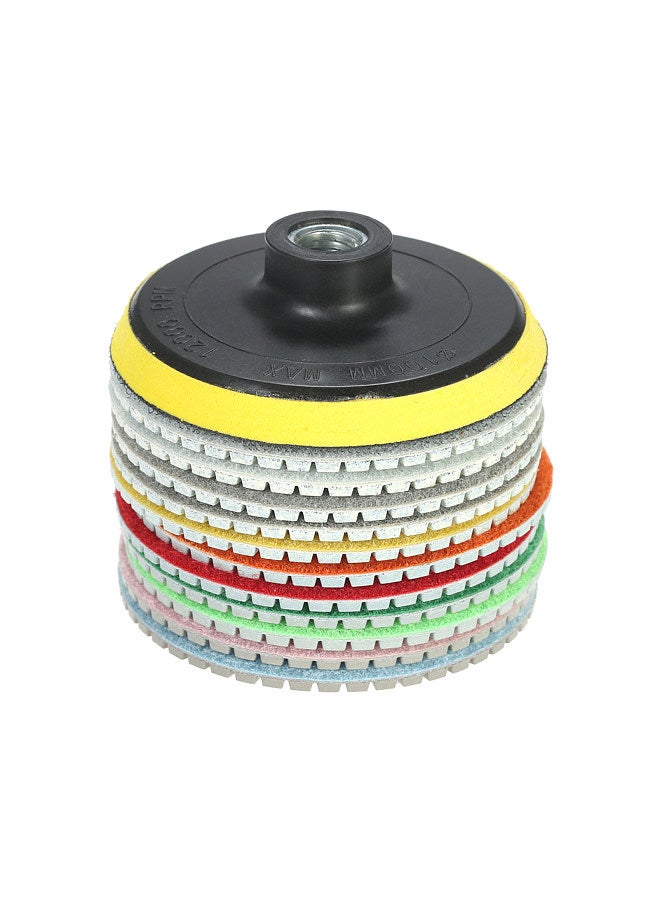 11pcs 4-inch Diamond Wet Polishing Pads Grinding Disc + 1pc Backing Pad for Granite Marble Stone Ceramic Tile Concrete  - Image 1