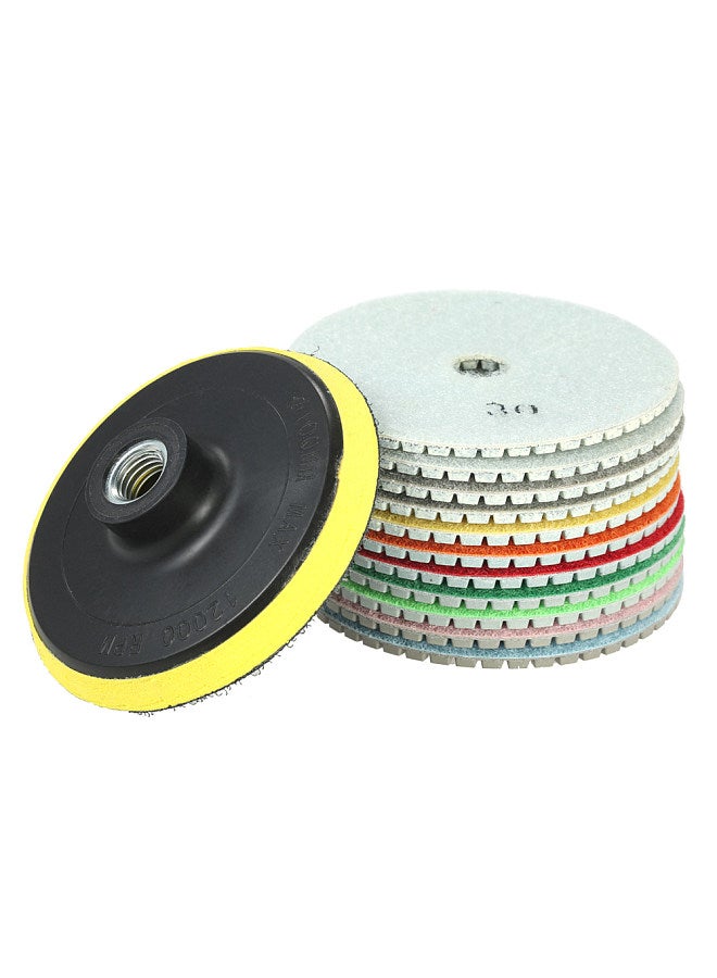11pcs 4-inch Diamond Wet Polishing Pads Grinding Disc + 1pc Backing Pad for Granite Marble Stone Ceramic Tile Concrete  - Image 3