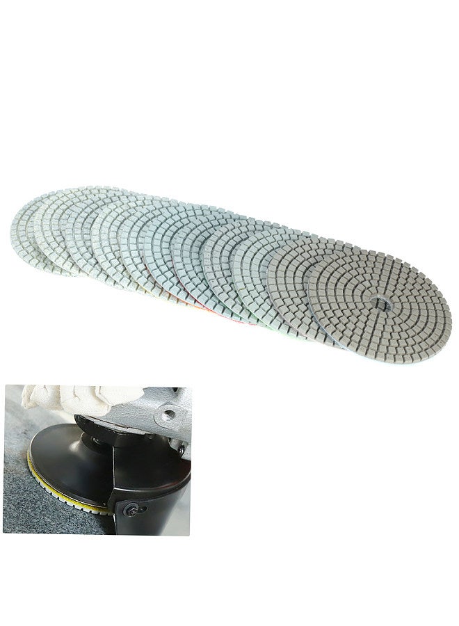 11pcs 4-inch Diamond Wet Polishing Pads Grinding Disc + 1pc Backing Pad for Granite Marble Stone Ceramic Tile Concrete  - Image 4