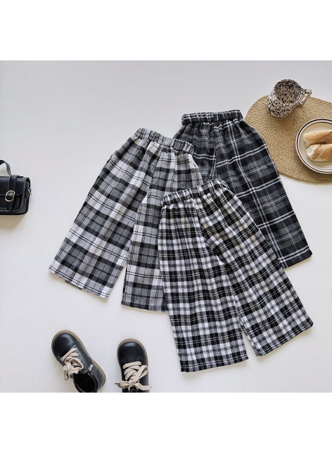 PLAID Pants Women Autumn Winter New Loose Drape Straight Leg Pants Retro Lazy Style Wide Leg Pants - Image 3