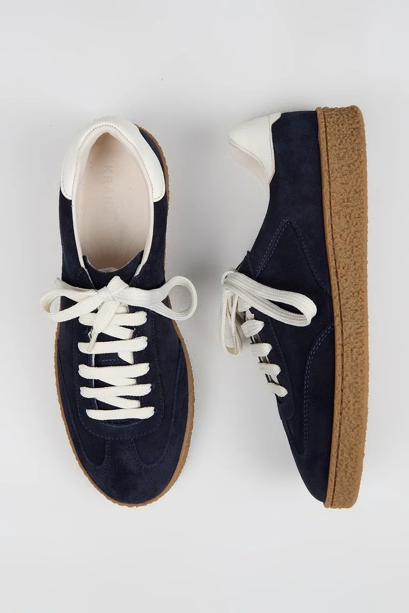 مانجيرو حذاء رياضي رجالي برباط من الجلد الطبيعي من كراهي بالمينتيري 2، لون كحلي-بيج