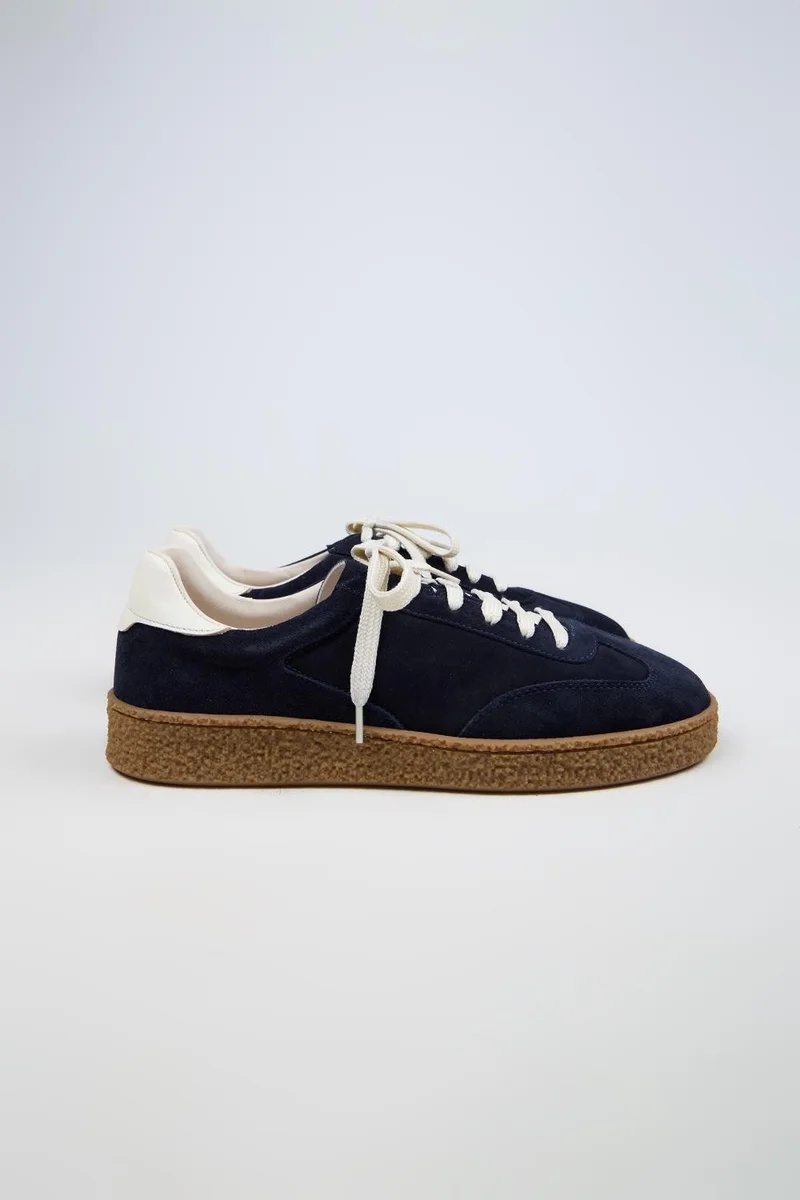 Manijero Krahe Palminteri 2 Men's Genuine Leather Lace-up Sneakers Navy-Ecru