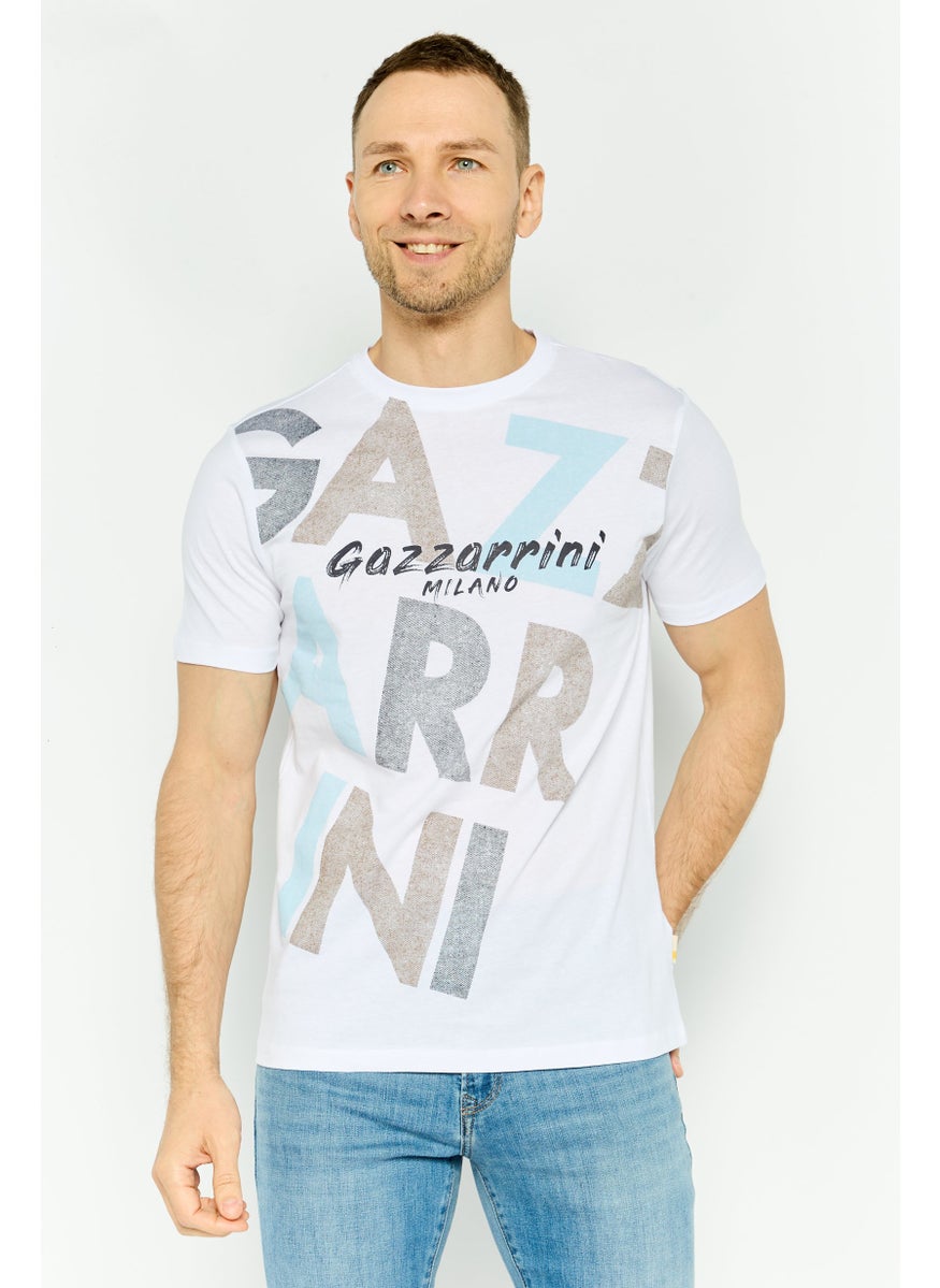 Gazzarrini Men Crew Neck Short Sleeve Graphic T Shirt, White Combo  - Image 1