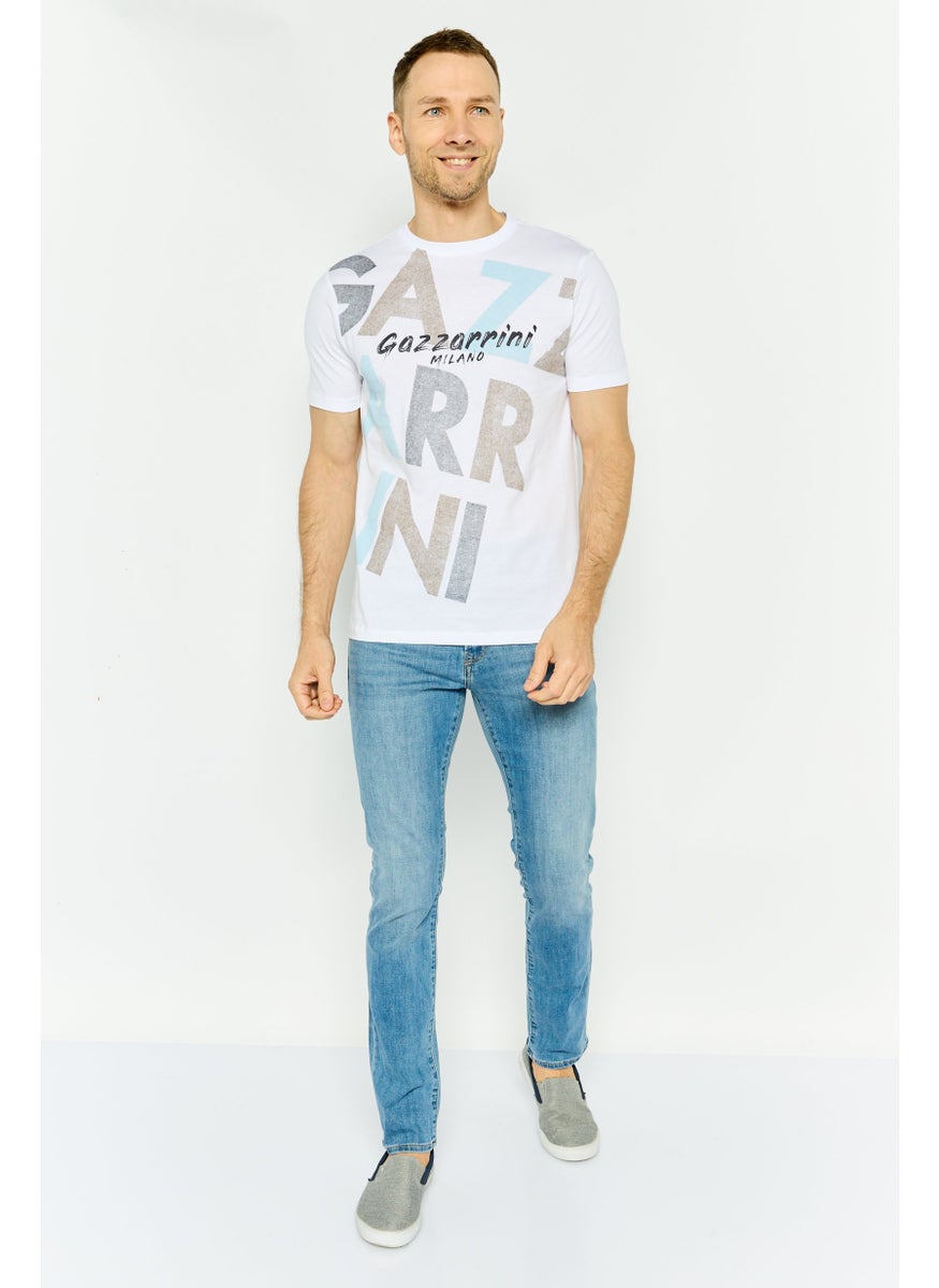 Gazzarrini Men Crew Neck Short Sleeve Graphic T Shirt, White Combo  - Image 3