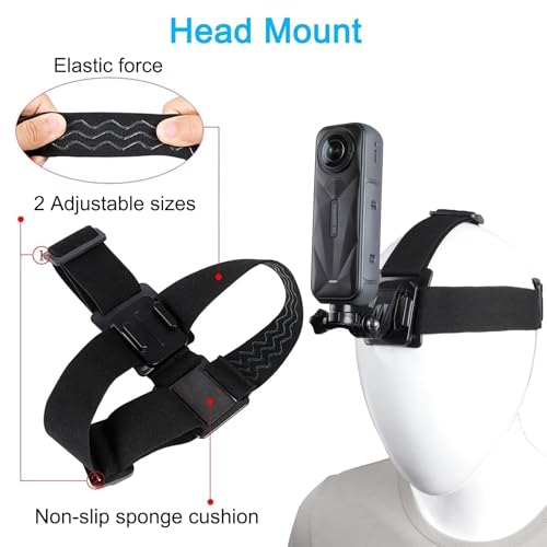 PELLKING Accessories Kit for Insta360 One X5/X4/X3/X2/X, One R, X and GoPro Hero 9,New Quick Release Head Strap Mount + Chest Mount Harness + Backpack Clip Holder + 360°Rotating Wrist Strap - Image 5