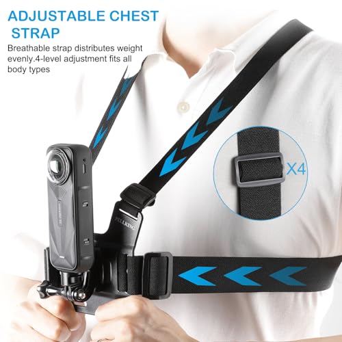 PELLKING Accessories Kit for Insta360 One X5/X4/X3/X2/X, One R, X and GoPro Hero 9,New Quick Release Head Strap Mount + Chest Mount Harness + Backpack Clip Holder + 360°Rotating Wrist Strap - Image 4
