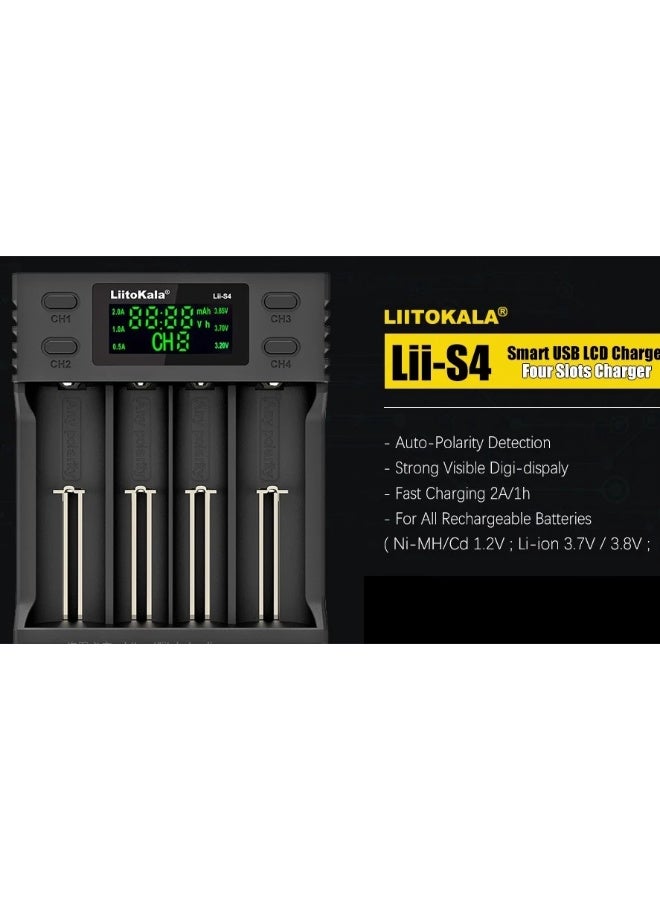 ليتوكالا شاحن بطارية عالمي LiitoKala Lii-S4 بشاشة LCD و4 فتحات - Image 4