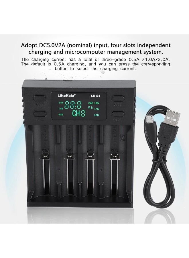 ليتوكالا شاحن بطارية عالمي LiitoKala Lii-S4 بشاشة LCD و4 فتحات - Image 2