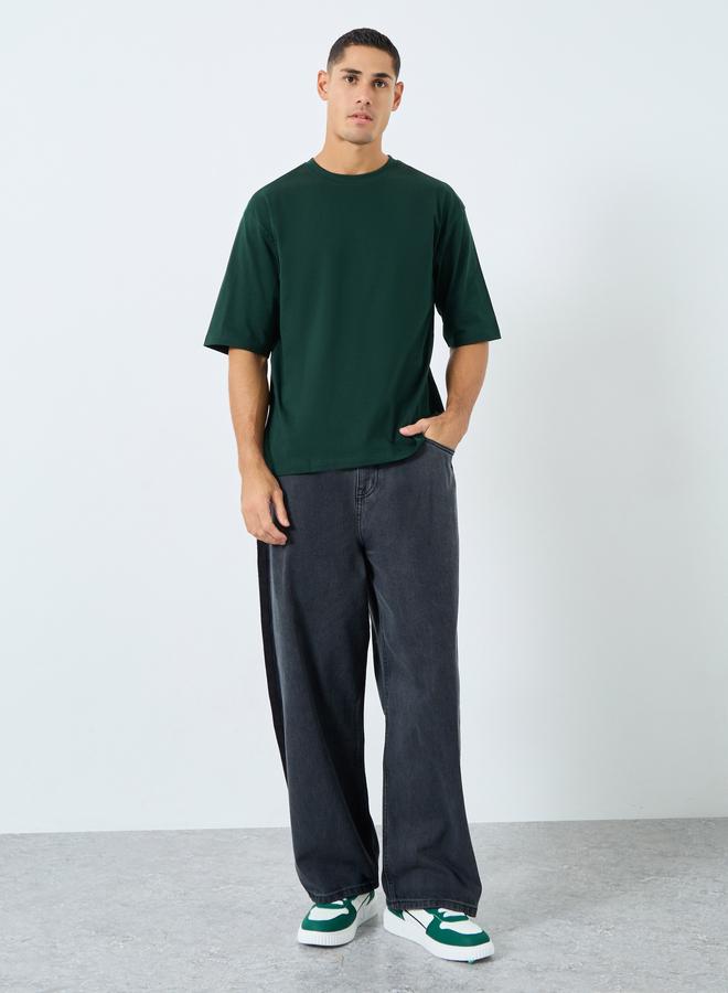 Styli Men Oversized Mock Neck T-Shirt - Image 2