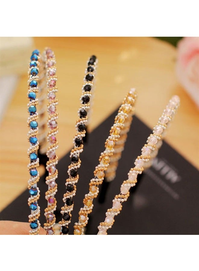 Ruihfas Fashion 5Pcs Bling Rhinestone Hair Hoop Band Crystal Beaded Headband for Women - Image 4