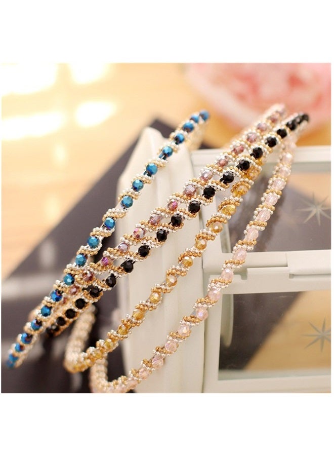 Ruihfas Fashion 5Pcs Bling Rhinestone Hair Hoop Band Crystal Beaded Headband for Women - Image 2