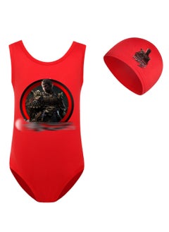 MQD Black Myth Goku Girls' One Piece Swimsuit And Cap Set 