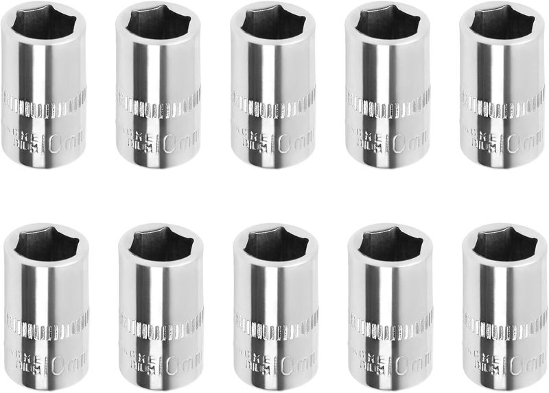 Utoolmart 1/4" Drive 10mm Socket, Shallow Socket Set, for General Repairs, 6-Point, Metric, Cr-V, 10pcs - Image 1