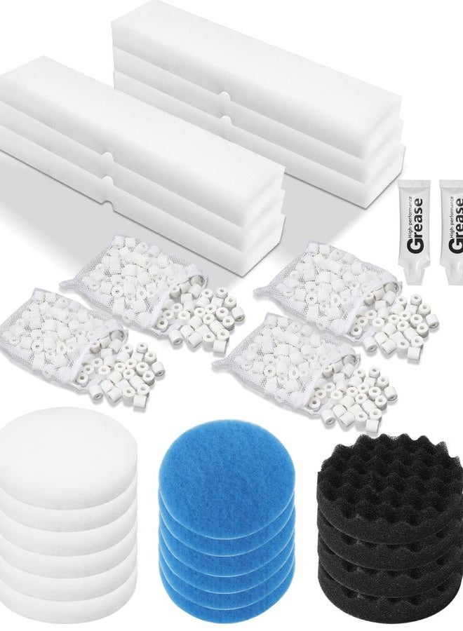 Tofcbye 28 Pcs Replacement Filter Media Kit Fit for Fluval FX2/FX4/FX5/FX6 Aquarium Filters Including 4 Media Bag, 6 Carbon Foam Pad, 4 Bio-Foam Pads, 6 Foam Block, 6 Water Polishing Pad, 2 Silicone Lube - Image 1