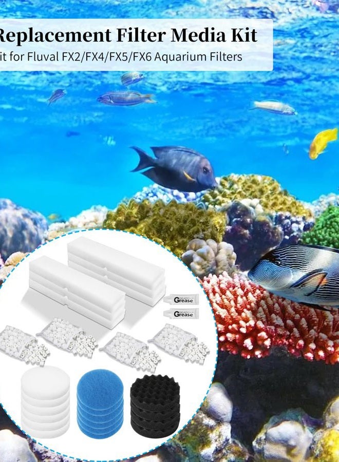 Tofcbye 28 Pcs Replacement Filter Media Kit Fit for Fluval FX2/FX4/FX5/FX6 Aquarium Filters Including 4 Media Bag, 6 Carbon Foam Pad, 4 Bio-Foam Pads, 6 Foam Block, 6 Water Polishing Pad, 2 Silicone Lube - Image 2