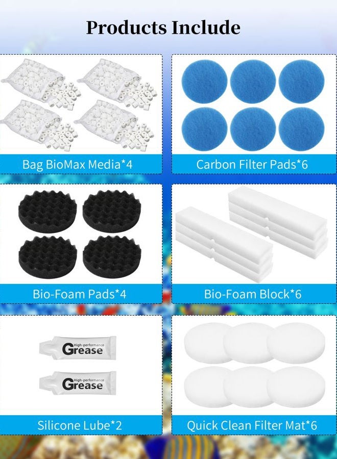 Tofcbye 28 Pcs Replacement Filter Media Kit Fit for Fluval FX2/FX4/FX5/FX6 Aquarium Filters Including 4 Media Bag, 6 Carbon Foam Pad, 4 Bio-Foam Pads, 6 Foam Block, 6 Water Polishing Pad, 2 Silicone Lube - Image 3