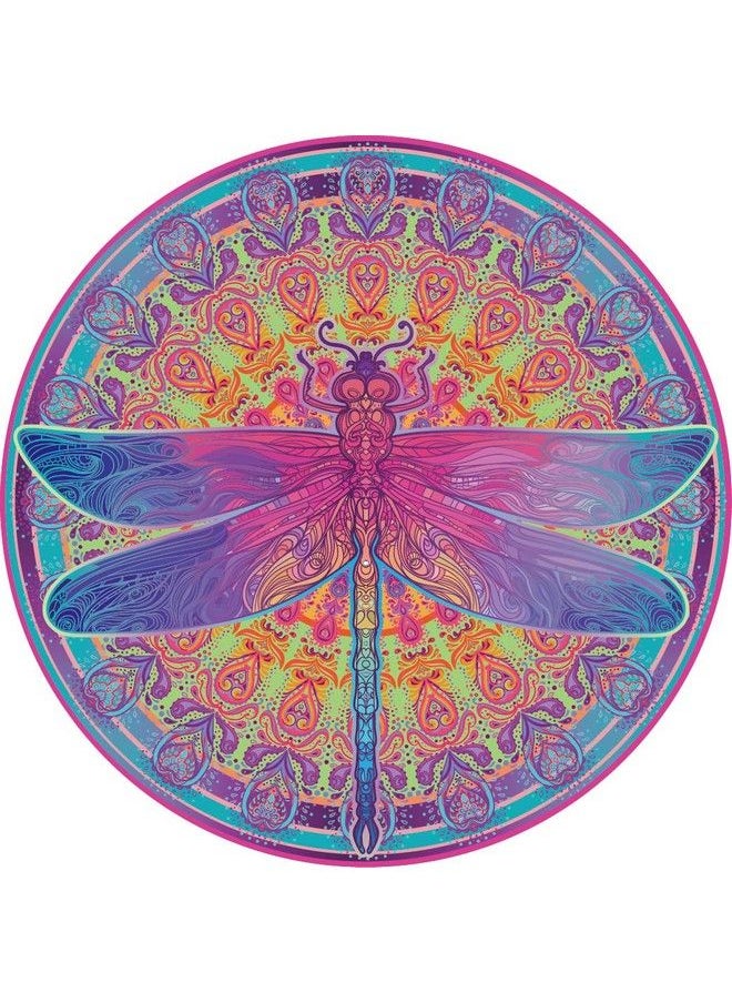 Bgraamiens - Puzzle Zentangle Dragonfly 1000 Pieces Vivid Dragonfly Round Mandala Puzzle Color Challenge Jigsaw Puzzles - Image 1